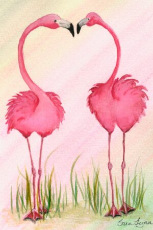 Flamingo Valentine Greeting Cards (4pk)